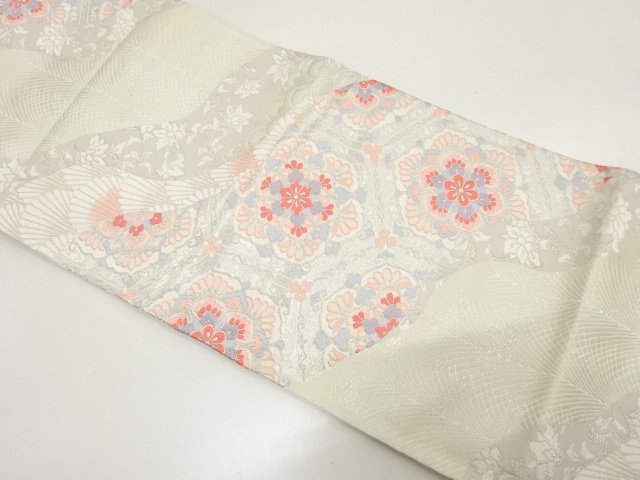 JAPANESE KIMONO / ANTIQUE FUKURO OBI (MATERIALS) / A FLOWER-TORTOISESH